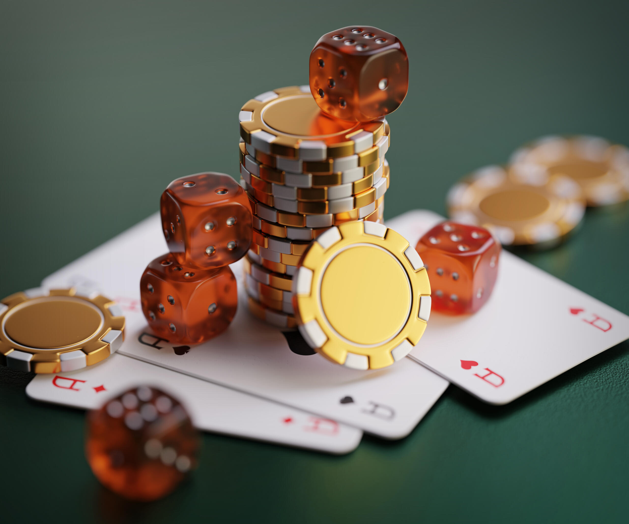 3d-rendering-various-casino-stuff-cubes-chips-playing-cards-laying-green-table-background