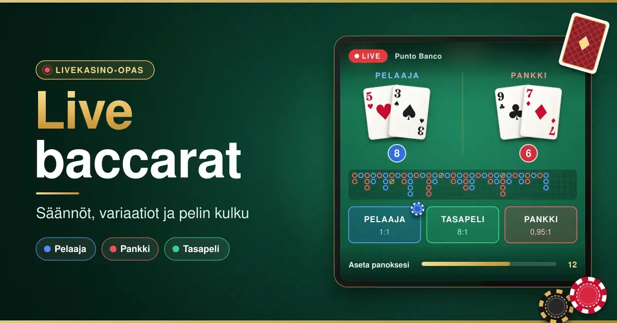 Live baccarat – säännöt, variaatiot ja pelin kulku